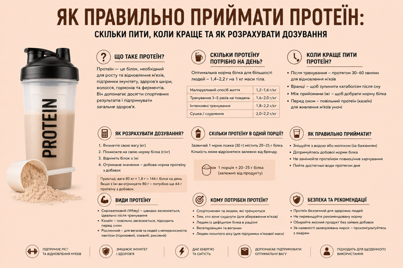 Як правильно приймати протеїн: скільки пити, коли краще та як розрахувати дозування