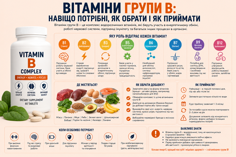 Вітаміни групи B: навіщо потрібні, як обрати і як приймати