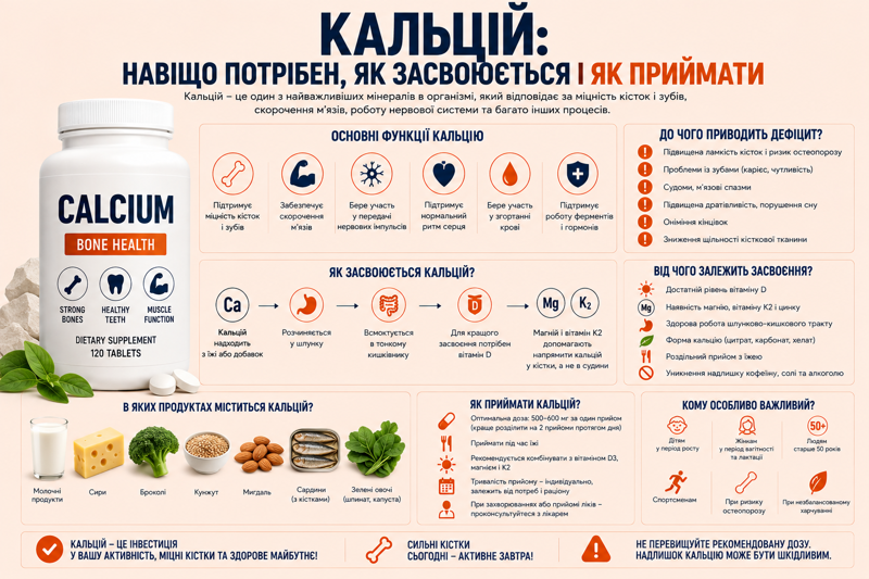 Кальцій: навіщо потрібен, як засвоюється і як приймати