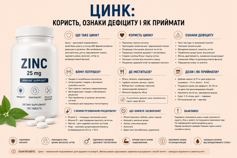 Цинк: навіщо він потрібен і як приймати правильно